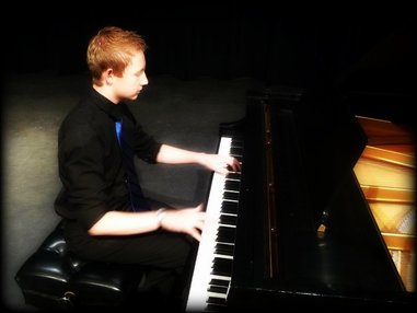Piano student performing at the Triplet Music Studio Spring Recital